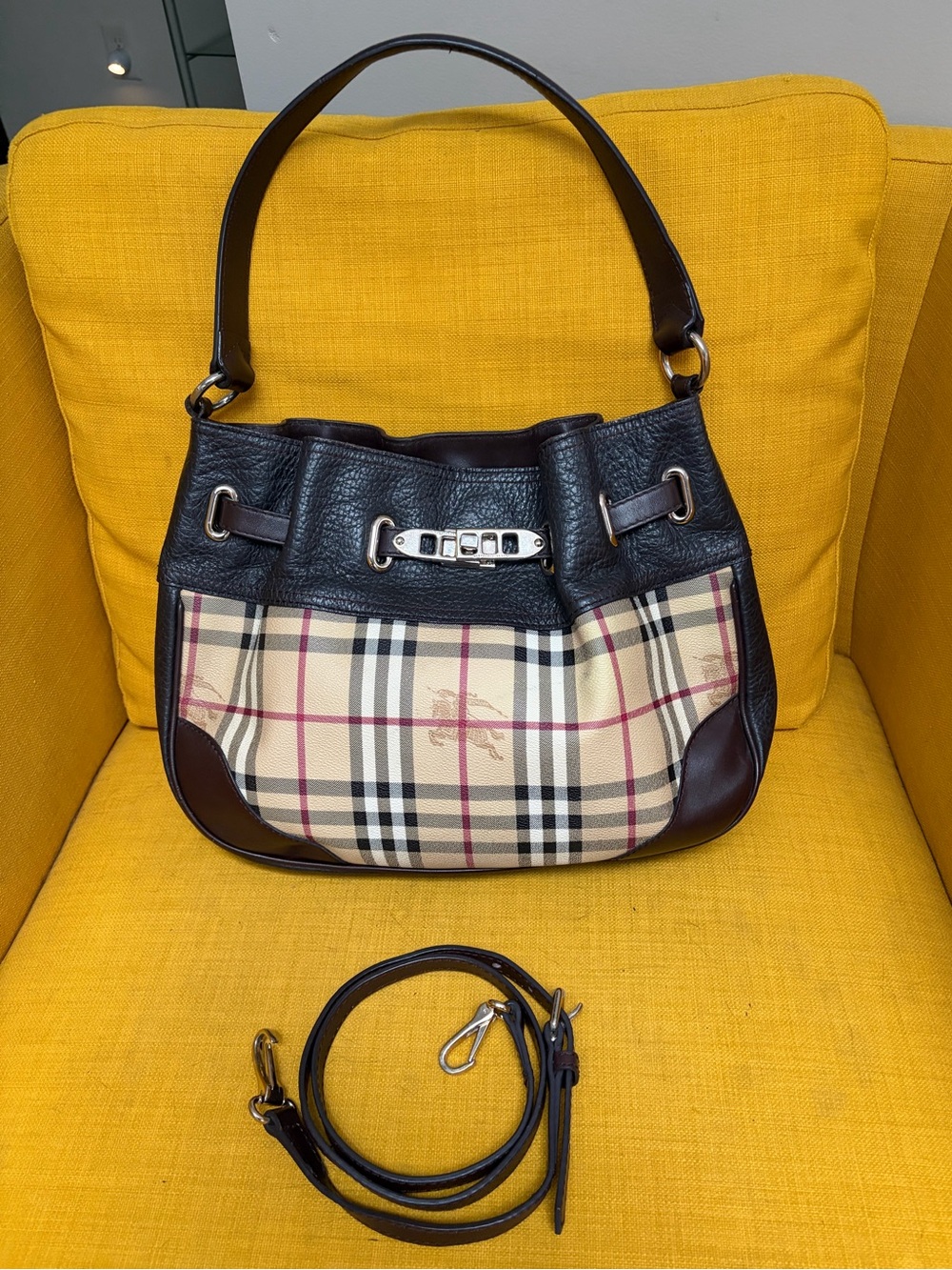 GUC Burberry Haymarket Shoulder/Crossbody Bag